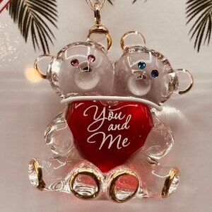 Bear Pair You and Me Glass Ornament Heart Love Gift Decor